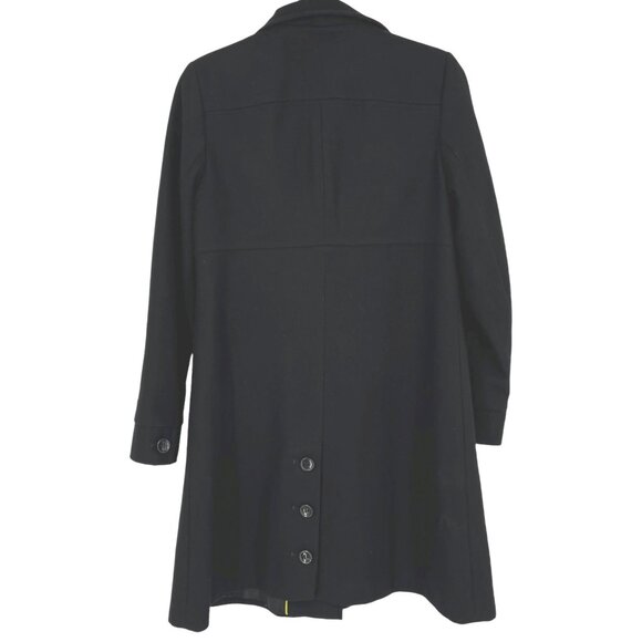 DKNY Wool Blend Peplum Style Mid-Length Classic Coat Black Size 2 - Picture 6 of 12